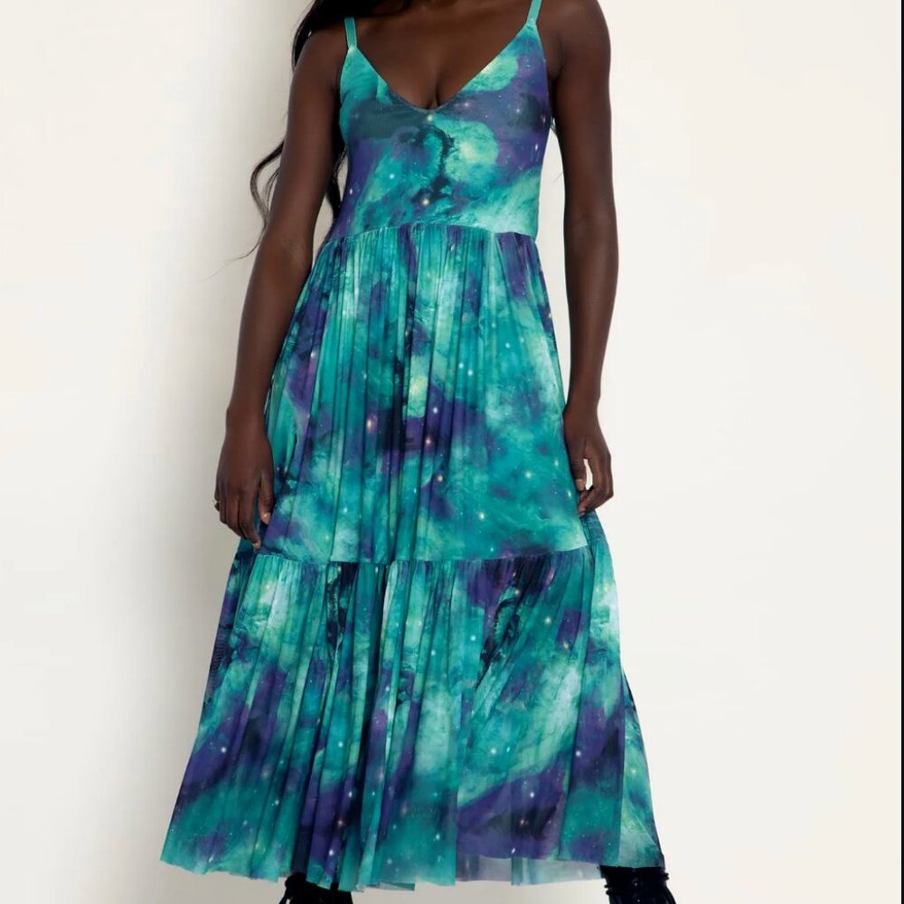 Galaxy Teal Sheer Midaxi Dress - Limited
